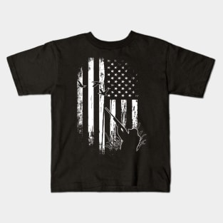 Duck Hunting American Flag Usa Hunters Gift For Men Kids T-Shirt